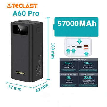 Tech - Teclast A60 Pro 22.5W 57000mAh Power Bank